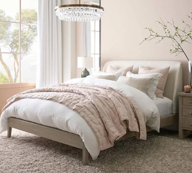 pottery barn Layton Upholstered Platform Bed Frame