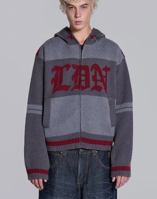 Jaded London Knitted Zip-Up Hoodie