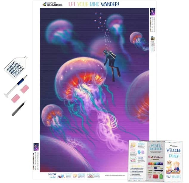 "Colorful Jellyfish" Diamond Painting Kit (Full Drill) 45x30cm / Round