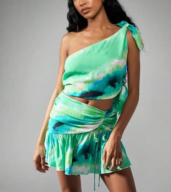 Missguided One Shoulder Tie Dye Watercolor Tank Top