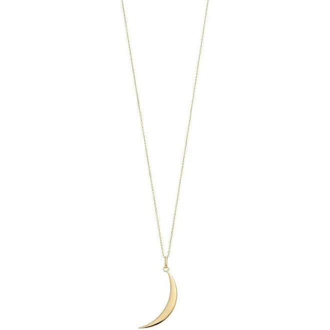 10K Gold Crescent Moon Pendant Necklace