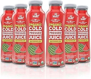 AllWellO Organic Cold Pressed Juice Drinks with Real Fruits and Vegetables Gluten Free Non-GMO Healthy Juices No Preservatives No Sugar Added (Watermelon, 6 Pack)