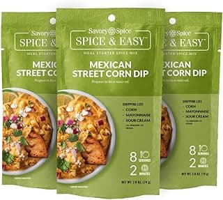 Savory Spice Mexican Street Corn Dip Spice & Easy (3-Pack, 7.8 oz) - Elote Seasoning & Street Corn Mix Packet - Easy Fiesta Dip for Snacking
