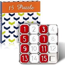 VioraWhite 4 Pack Metal Number Slide 15 Puzzle Red and White Number Sliding Puzzle Educational Pocket Funny Christmas Iq Game Gift for Teens and Adults, Ideal for Learning Tool Party Favors
