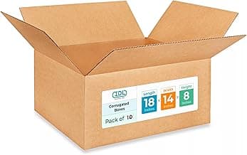 Medium Shipping & Moving Boxes 18x14x8 inches (10-Pack) - Extra Strength 200 lb vs Regular - Corrugated Boxes for Packaging, Made in USA - Packing and Moving Box - Square Box by IDL Packaging
