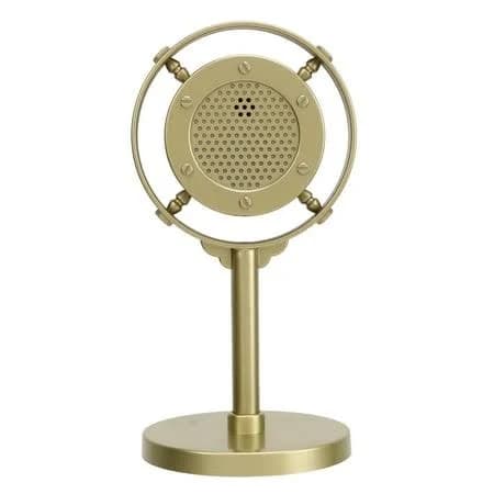 Vintage Retro Microphone Prop Model Fake Plastic Classic Microphone Model Stage Photography Prop Gold, Size: Small
