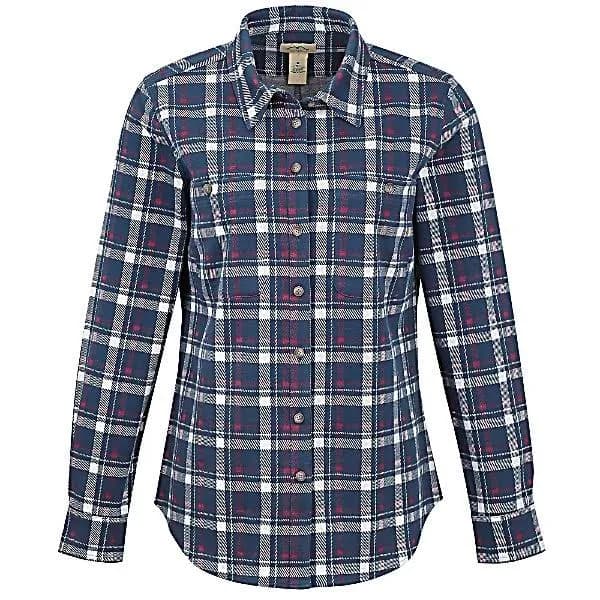 Blue Mountain Women's Cozy Knit Flannel Button-Down Shirt
