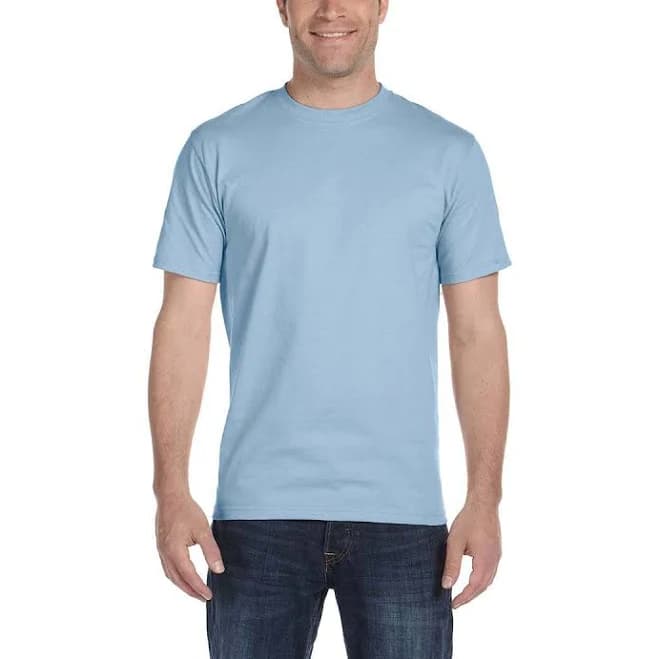 Gildan Unisex Light Blue 5.5 oz. 50/50 T-Shirt - Sample