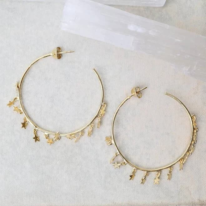 24K Gold Vermeil Tiny Star Charm Dangle Earrings