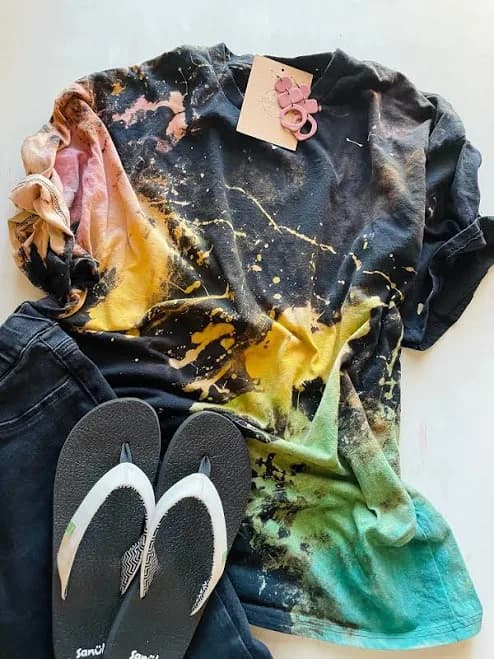 Vintage Rainbow Splatter Reverse Tie-Dye Shirt