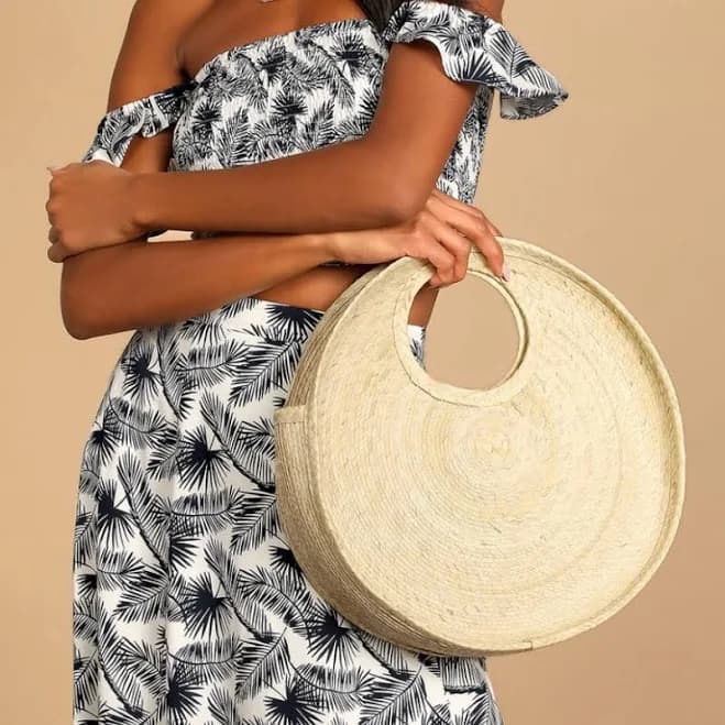 Lulus Bags | Las Lunas Beige Woven Circle Tote Bag By Lulus | Color: Tan | Size: Os | Pm-42325200's Closet