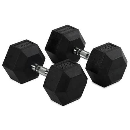 Titan Fitness Free Weights Black Rubber Coated Hex Dumbbell