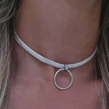 Sterling Silver 925 O Ring Choker Necklace