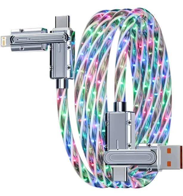 4 in 1 240W RGB USB Type C Cable Fast Charging Phone Data Cord for iPhone 14 13 Pro Max Xiaomi