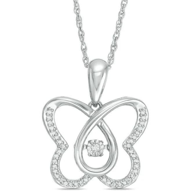 Zales 0.12 ct. T.W. Diamond Butterfly Pendant in Sterling Silver