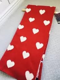Rachel Zoe Valentine's Knit Heart Blanket Throw red With Ivory/Cream Hearts