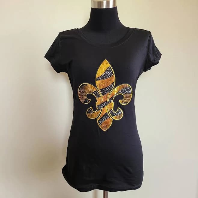 Fleur de Lis Sequins Biker Tee