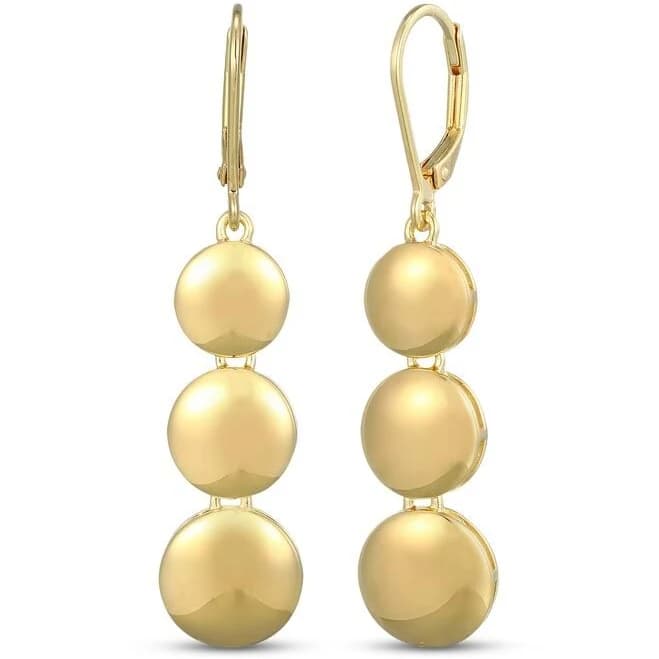 18K Yellow Gold-Plated Sterling Silver Disc Drop Earrings