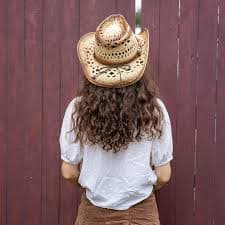 Straw Cowboy Hat for Women and Men with Shape-It Brim, Western Cowboy Hat, Turquoise/Beads - Tea Stain - Walmart.com
