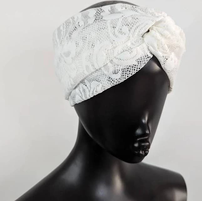Studio Aether Luxury Stretch Lace Wide Turban Twist Headband