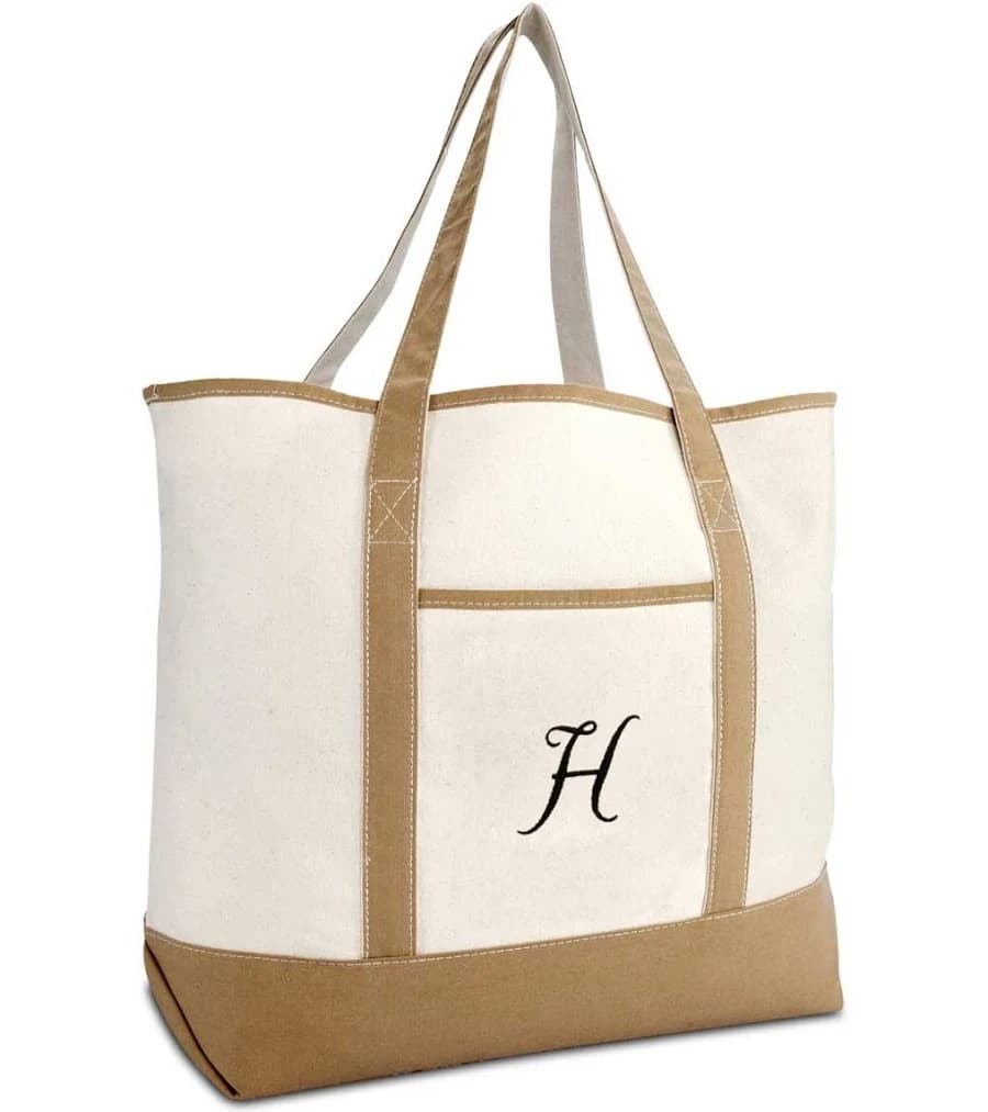 Dalix Women's Natural Canvas Tote Bag