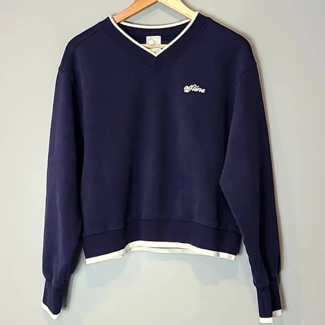 Aerie Tops | Aerie Offline Varsity Oversized Pullover Sweatshirt Comfy Size Medium Preppy | Color: Blue/White | Size: M | Irishspitfire's Closet
