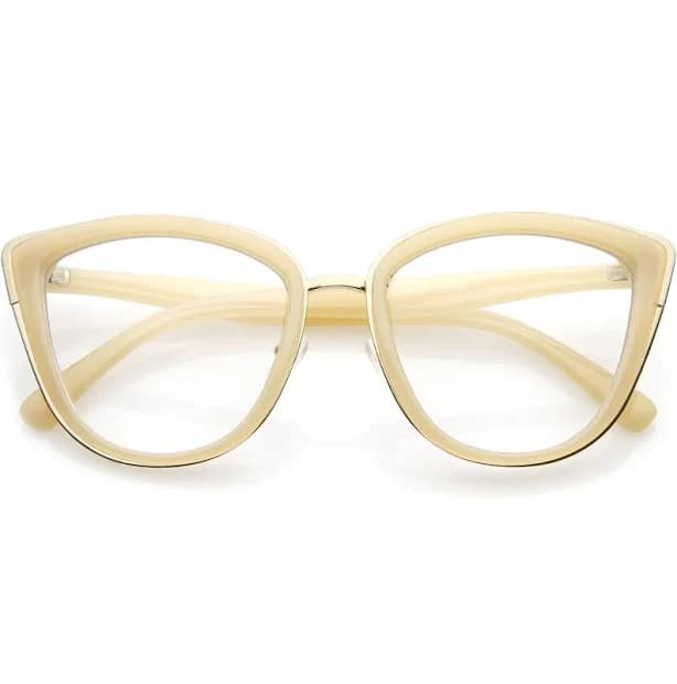 Oversize Rimmed Metal Cat Eye Glasses