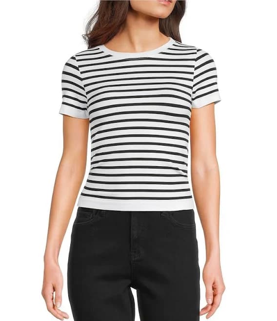 Moa Moa Women's Seamless Striped Cropped Top
