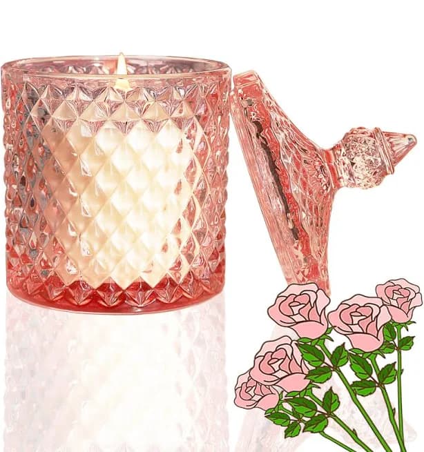 Veiuwa 10 Oz Rose Candle,Soy Pink Candles,Scented Candles for Home,with an Extra Long Burn Time of 60 Hours