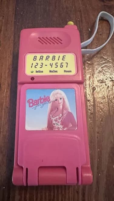 Vtg Barbie Super Talking Cellular Flip Phone Works Tested Batteries