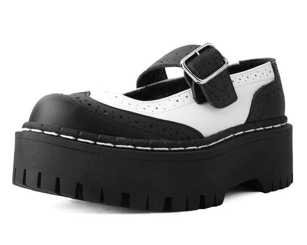 A9888L Black & White Double Decker Mary Jane Black/White