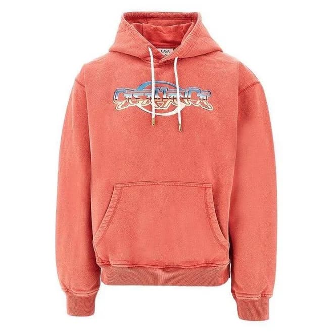 Casablanca Men's 'Chrome Text' Print Hoodie - Red - Hoodies