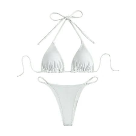 Women's Two Piece High Cut Triangle String Bikini Swimsuit