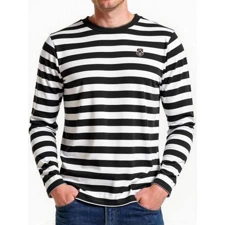 Men's Casual Crewneck Long-Sleeve Striped T-Shirt
