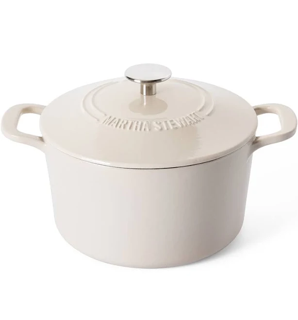 Martha Stewart Eastwick 4-Quart Linen Enamel Cast Iron Dutch Oven