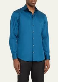 Giorgio Armani Men's Solid Cotton Sport Shirt - Bergdorf Goodman