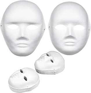 30 Packs Paper Mache Mask - 2 Sizes blank full face white mask for Cosplay, Artistic Projects,Theater,Halloween,carnival，Classroom Art,Masquerade Parties,DIY craft