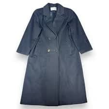 VTG Fashionbilt Large Wool Pea Coat Black Women's Union USA Satin Lining