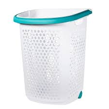 Home Logic 2 Bushel Rolling Plastic Laundry Hamper with Pop-up Handle, White, Adult - Walmart.com