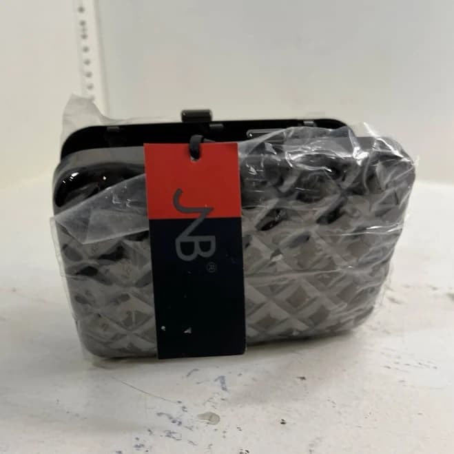 Metallic Checker Box Hard Case Clutch Bag
