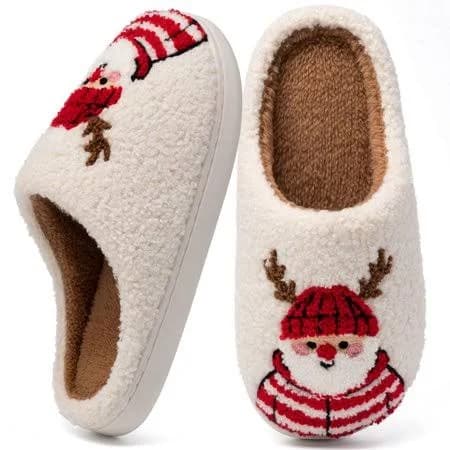 Ecetana Fluffy Warm Cozy Christmas House Slippers