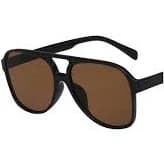Double Bridge Aviator Sunglasses: BLACK/BROWN