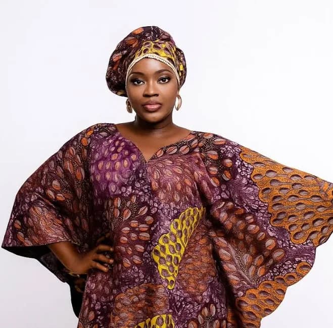 African Traditional Print Maxi Kaftan Dress with Headwrap