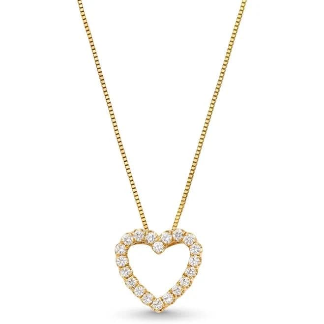 10K Gold Diamond Heart Outline Pendant