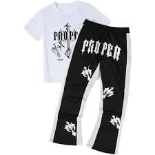 2 Piece Gym Set VIPWOLF Men's 2-Piece Tracksuit - Short Sleeve Graphic Tee & Jogger Pants Set Graphic Tee And Joggers