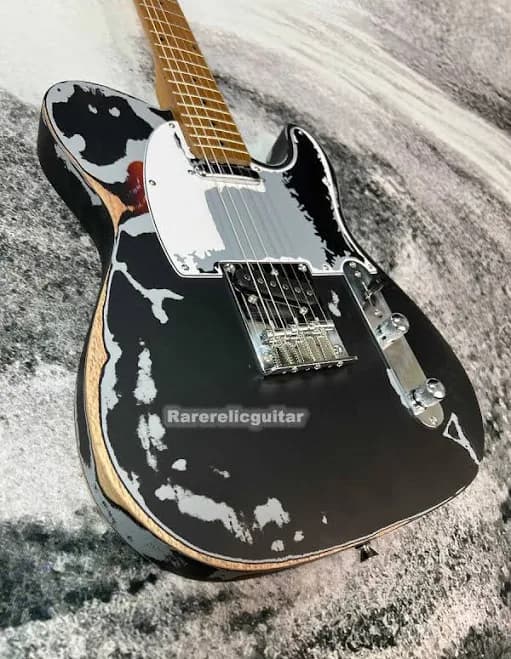 Road Worn Black Over 3 Tone Sunburst Distressed Guitar Alder Body,