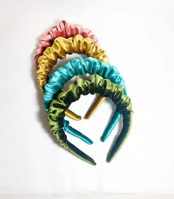Ruffle Scrunched Velvet Headband