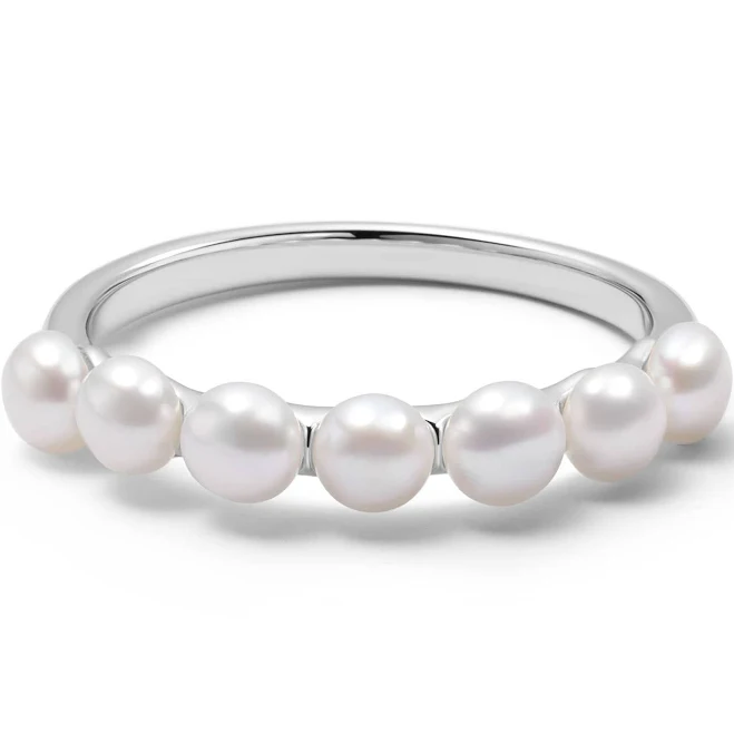 Daisy London Sterling Silver Chunky Pearl Band Ring
