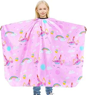 Kids Haircut Cape Waterproof Barber Cape Cover, Unicorn Hair Cutting Cape for Girls with Adjustable Snap Closure (Unicorn)