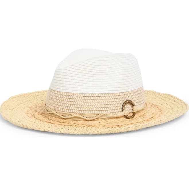 Scala Women's Alcantara Two-Tone Straw Fedora Hat